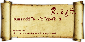 Rusznák Árpád névjegykártya